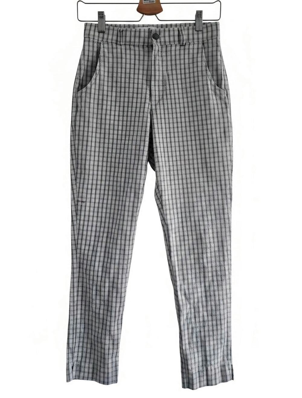Hollister Ultra High Rise Plaid Pants Womens Small Cotton Ankle Crop White